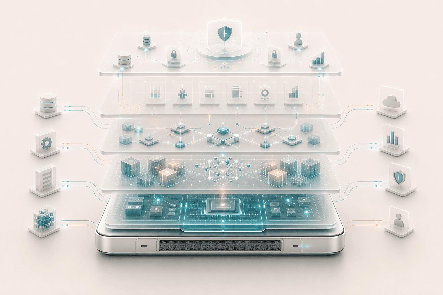Technology hero visual for enterprise AI deployment systems.